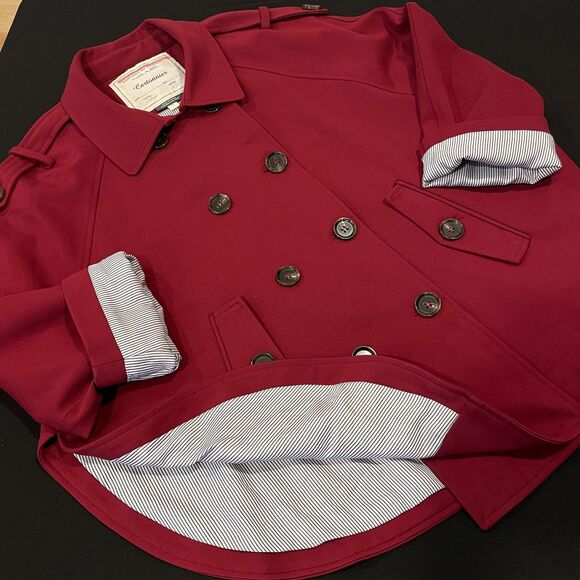 ~ Cartonnier Lg Anthropologie Blazer Cape Wine Double Breasted Buttons Pockets - Picture 5 of 15